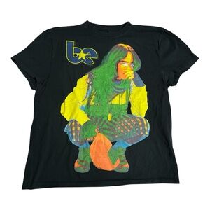Billie Eilish BE Color Pop Crouching Portrait Paris Black T-Shirt Official Merch